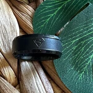BOGO FREE SUPERMAN BLACK RING SIZE 8